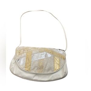 Vintage White ‘80s Bag with Gold Lace & Silver Detail- Fantastic!